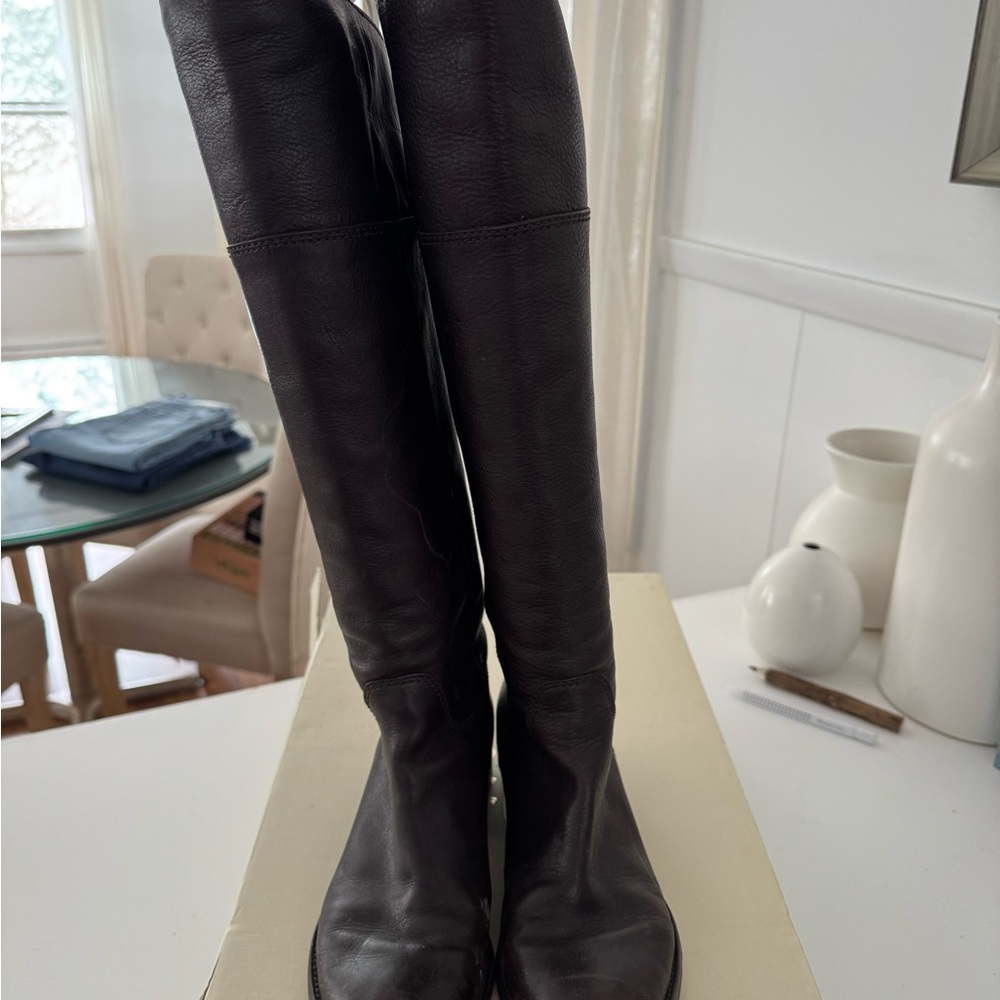 Coach Chocolate Brown Leather Knee-High Riding Boots